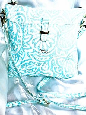 Scout Light Blue and White Paisley Crossbody Bag